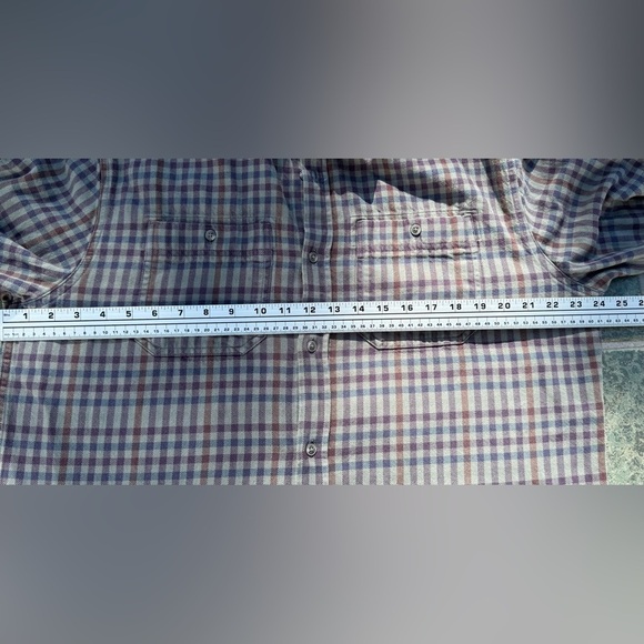 prAna XL Slim Fit Flannel Shirt Gray Purple Blue Plaid – Soft & Sustainable - Picture 5 of 6